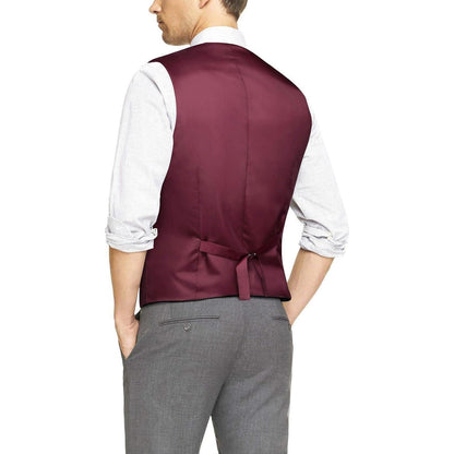 Herren Weste Baumwolle Einfarbig Burgund XL