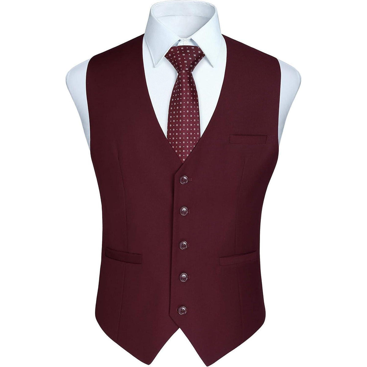 Herren Weste Baumwolle Einfarbig Burgund S