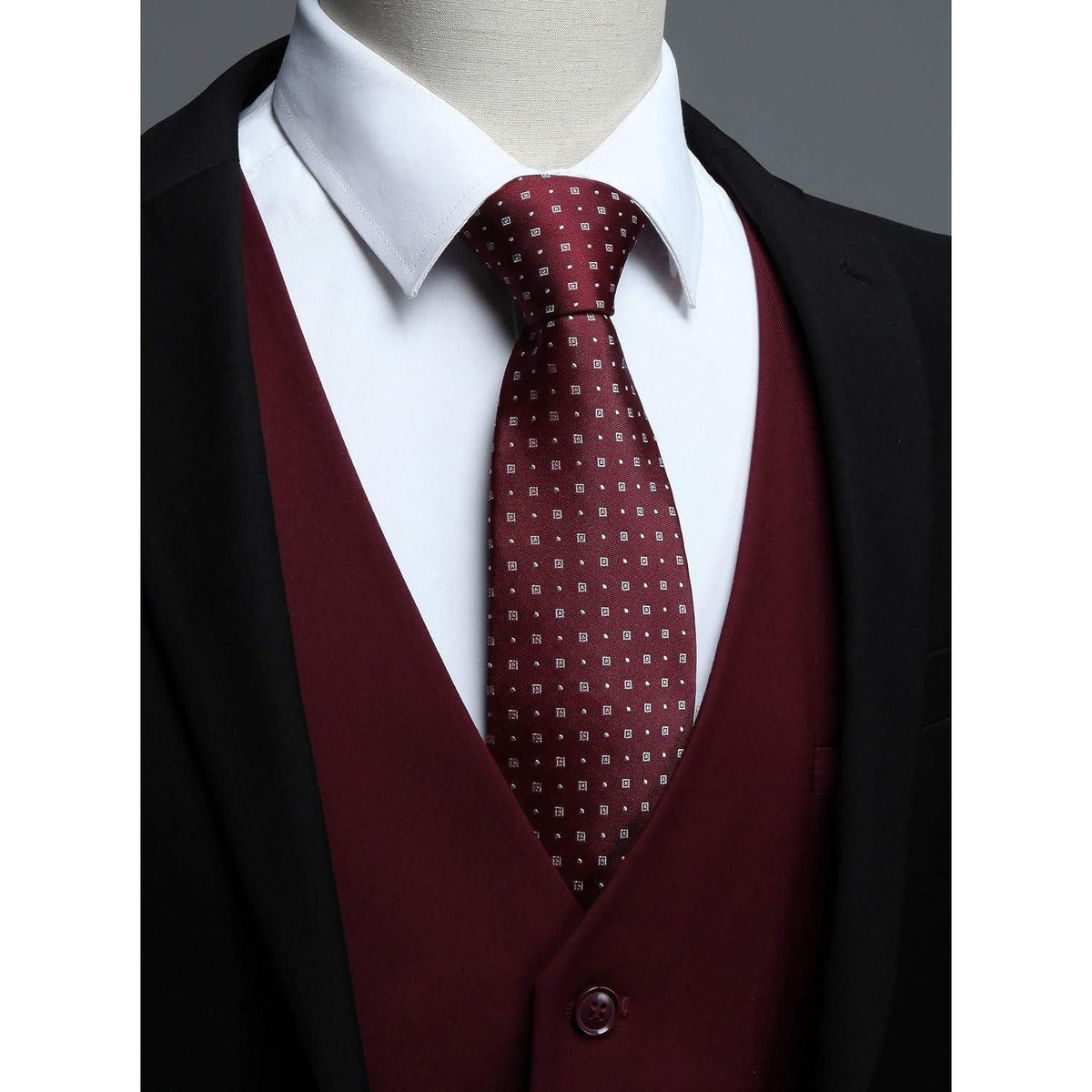 Herren Weste Baumwolle Einfarbig Burgund S