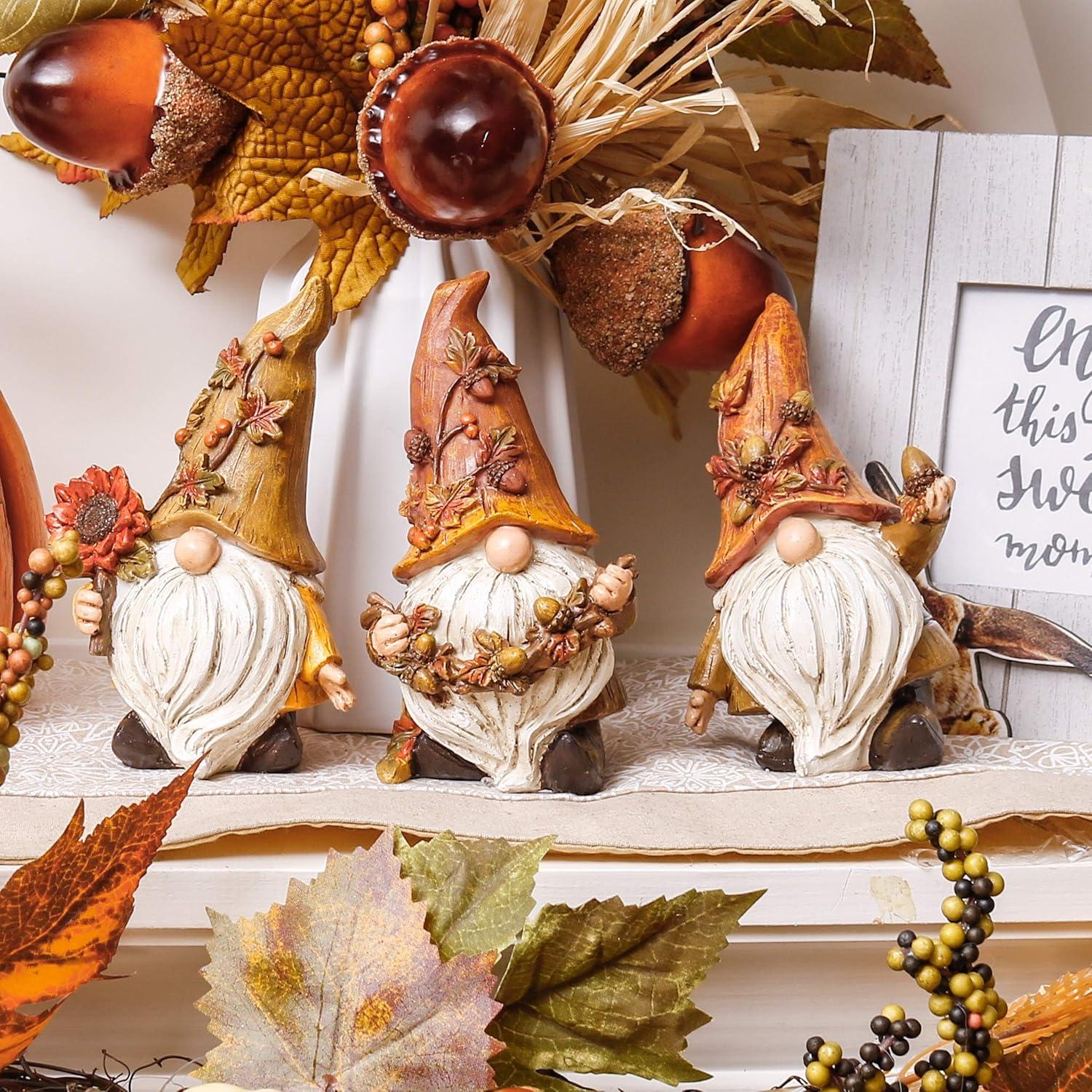 Herbstdeko Zwerge Set 3 Stück Kunstharz Gartendeko Thanksgiving
