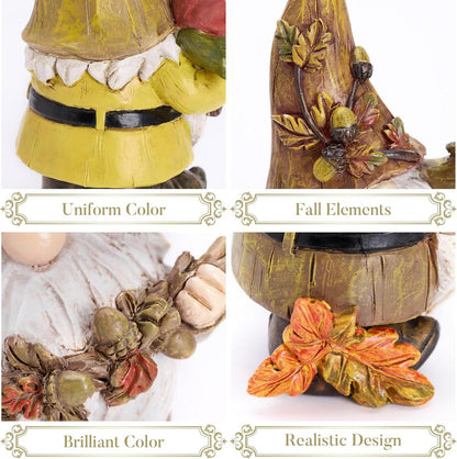 Herbstdeko Figuren 3er Set 14cm Gartenzwerge Kunstharz Outdoor Decor