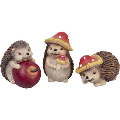 3er Set Kunstharz Igeln Herbstdeko Gartendeko 10cm