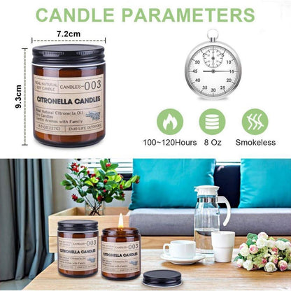 8 Citronella Kerze Outdoor 120-180 Brennstunden Mückenabwehr