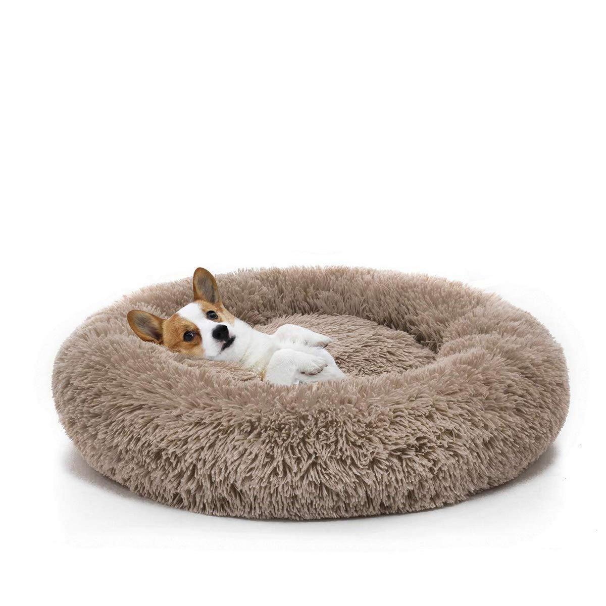 Flauschiges Hundebett Doughnut-Form XL 100cm Kaffee