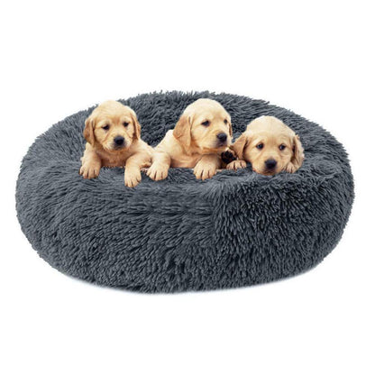 Flauschiges Hundebett Dunkelgrau 80cm – Abnehmbar & Waschbar