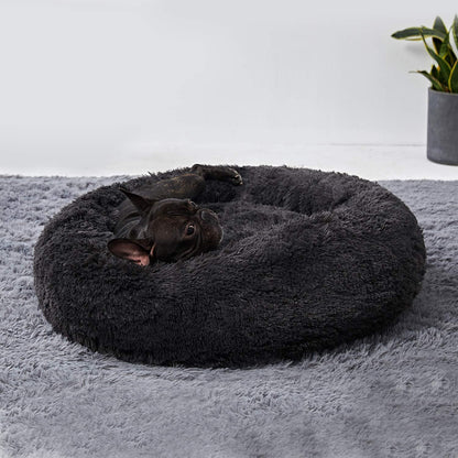 Flauschiges Hundebett Dunkelgrau 80cm – Abnehmbar & Waschbar