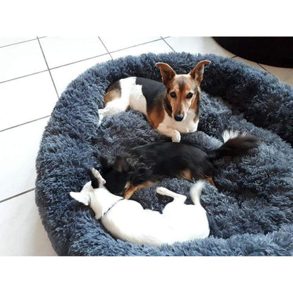 Flauschiges Hundebett Dunkelgrau 80cm – Abnehmbar & Waschbar