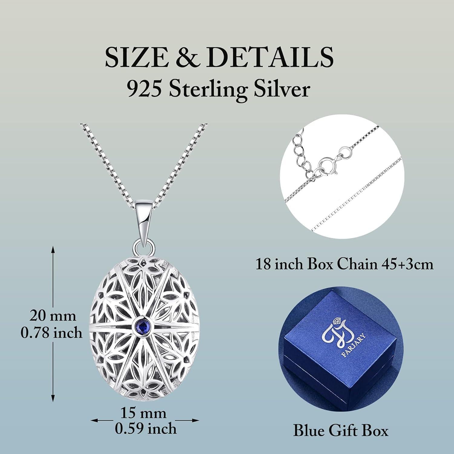 FJ Foto Medaillon Kette Damen 925 Sterling Silber Anhänger Halskette Vintage Schmuck