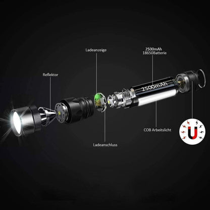 LED Taschenlampe Extrem Hell 2000 Lumen Wiederaufladbar Mini
