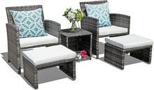 Rattan Balkonmöbel-Set mit Gartensessel und Hocker