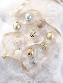 30tlg. Weihnachtskugeln Set 6cm Gold Weiß Elegant Thema