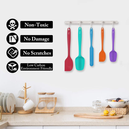Hotec Teigschaber Silikon Spatel Set Küchenutensilien Backen Kochen Mischen