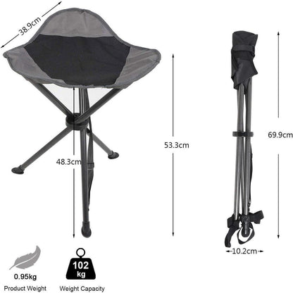 Klapphocker Ultraleicht Campinghocker, Schwarz, 53.3cm