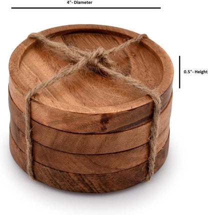 Holz Untersetzer Set Akazienholz Natürlich Tischschutz 4 Stk