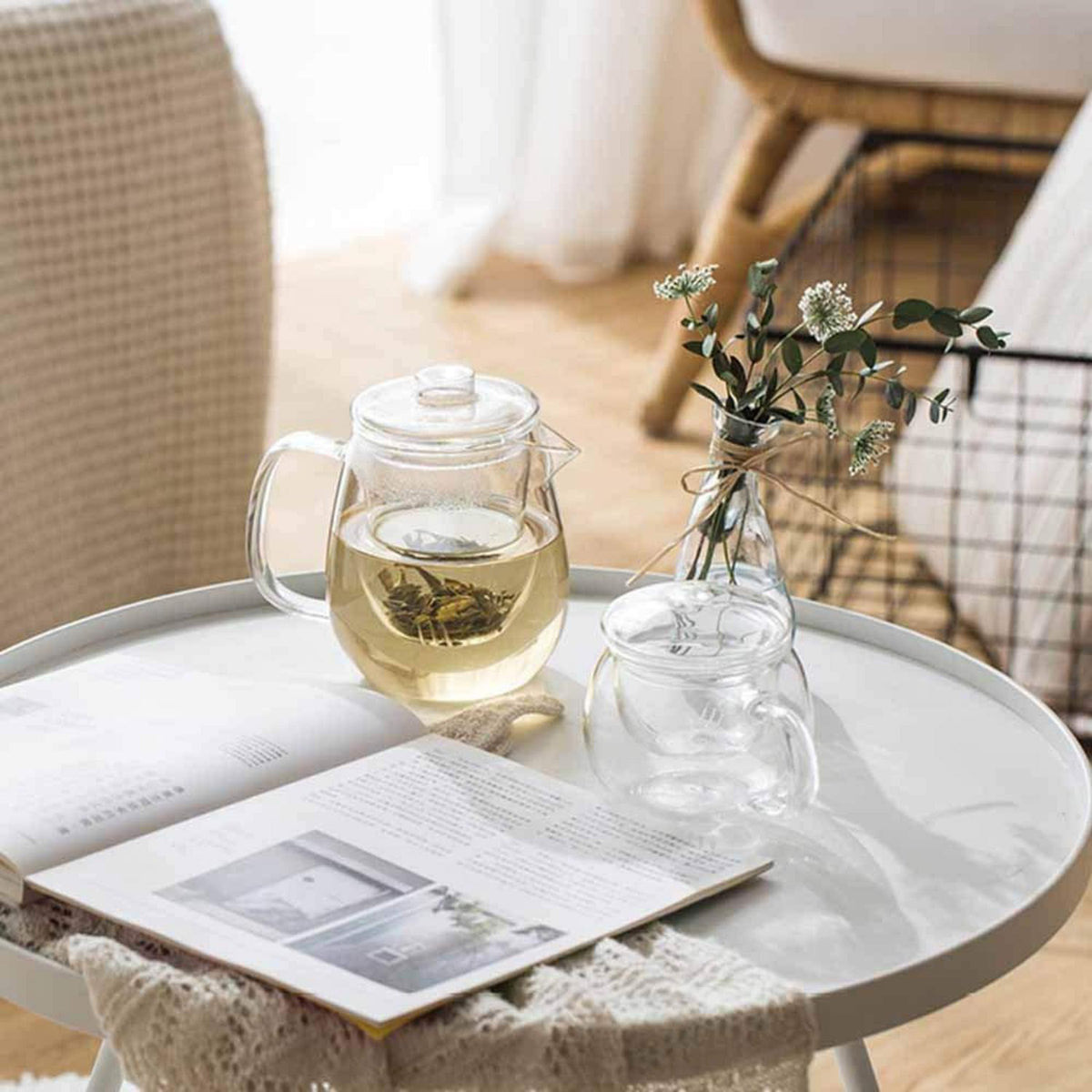 700ml Glasteekanne mit Sieb – Pinguin-Design für Tee & mehr