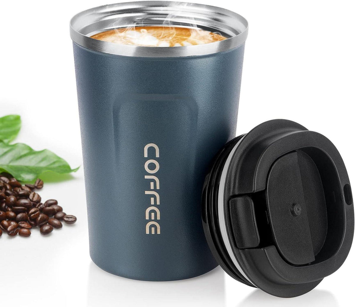 Schwarze Vakuum-Kaffeetasse aus Edelstahl 304 doppe halten heiß/ kalt
