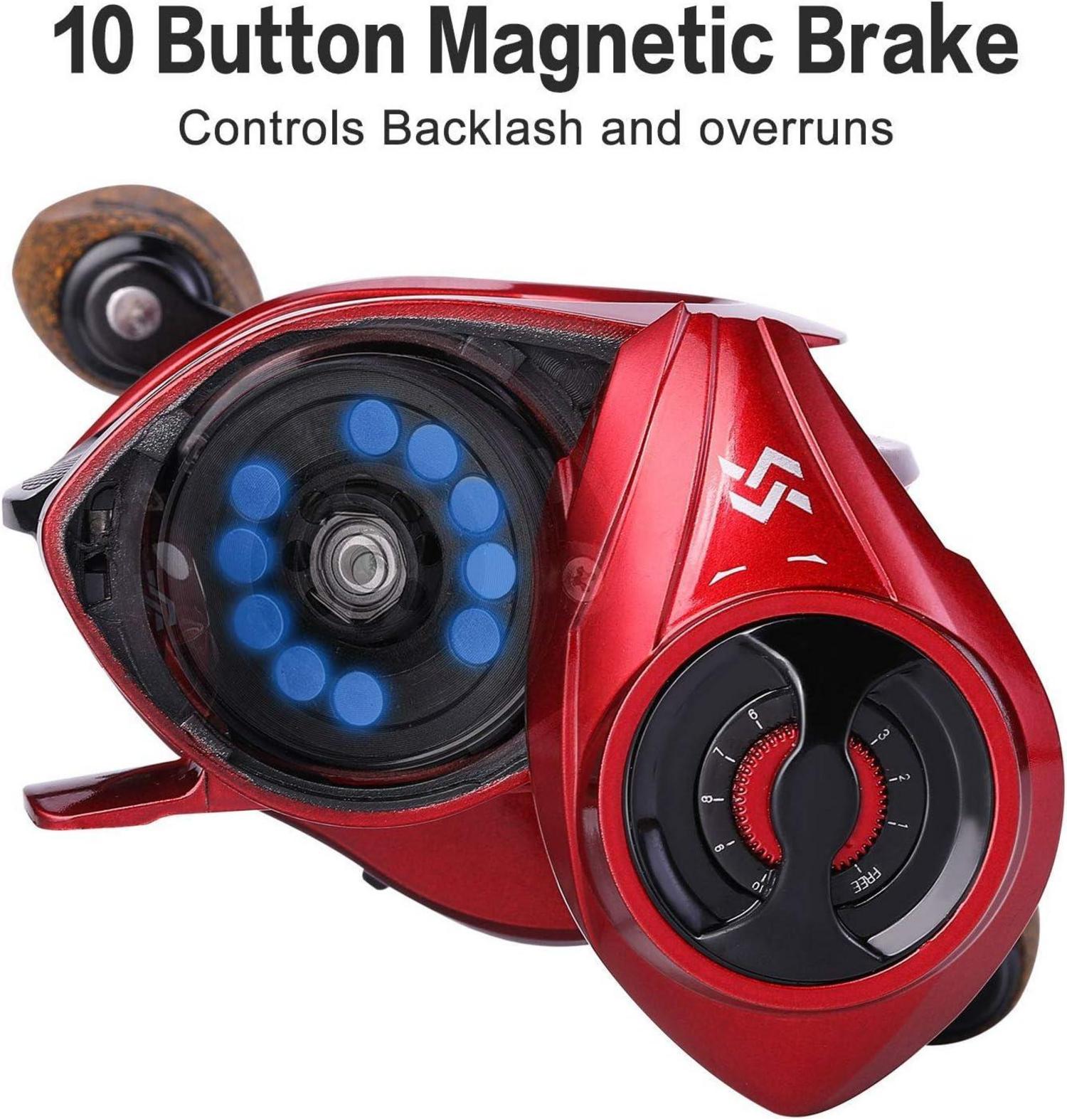 Sougayilang Baitcasting Angelrolle 8,1:1 magnetisches Bremssystem 9+1 Kugellager