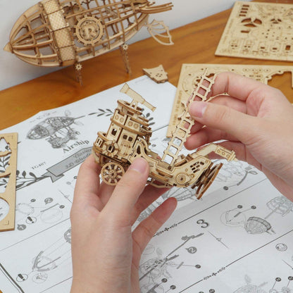 Rolife 3D Holz Zeppelin Puzzle Bausatz für Erwachsene und