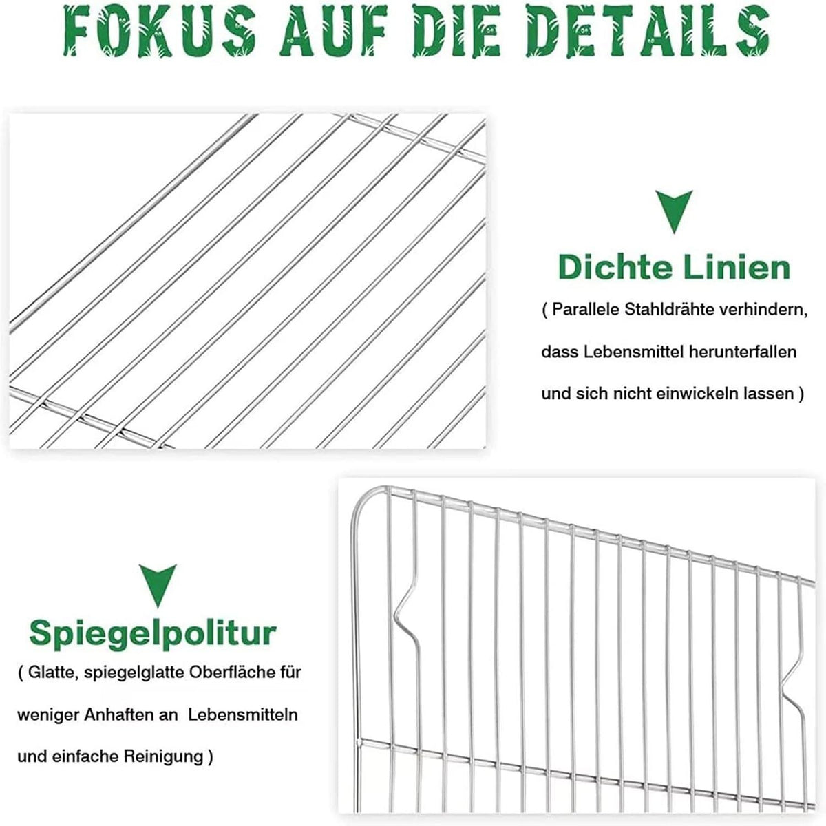 Edelstahl Abkühlgitter 2er-Set zum Braten Grillen Kühlen 38,5x28x1,5cm