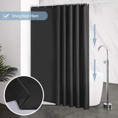 Duschvorhang Überlänge Schwarz 200x200cm Antibakteriell Waschbar Stoff