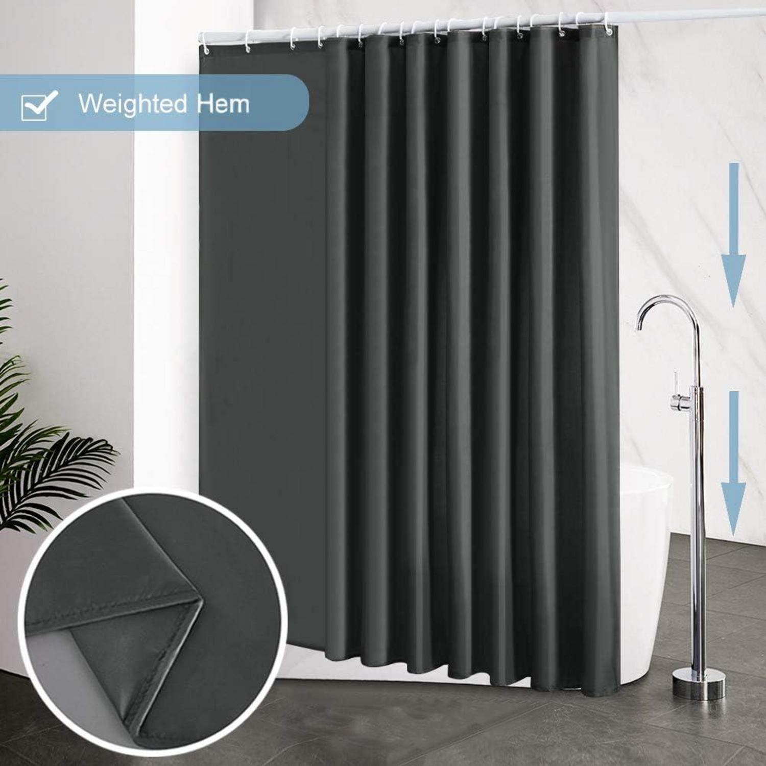 Extra breiter Duschvorhang Dunkelgrau 275x180cm Antibakteriell & Wasserdicht