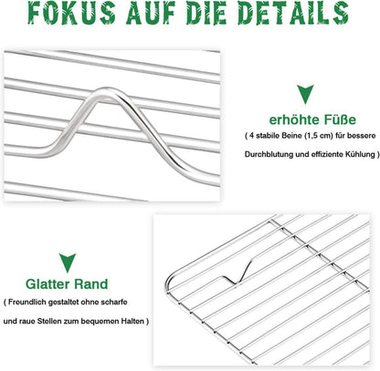 Auskühlgitter Edelstahl 29,7x22,8x1,5 cm - Braten Backen Grillen