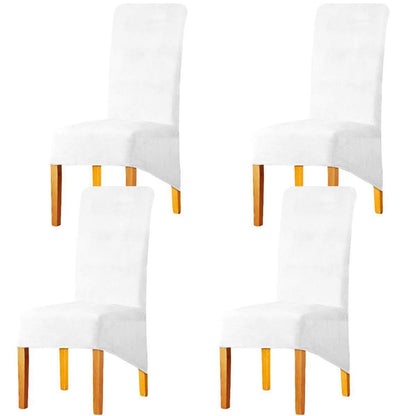 Dehnbarer Stuhlbezug XL – Samt, Weiß, 4er-Set