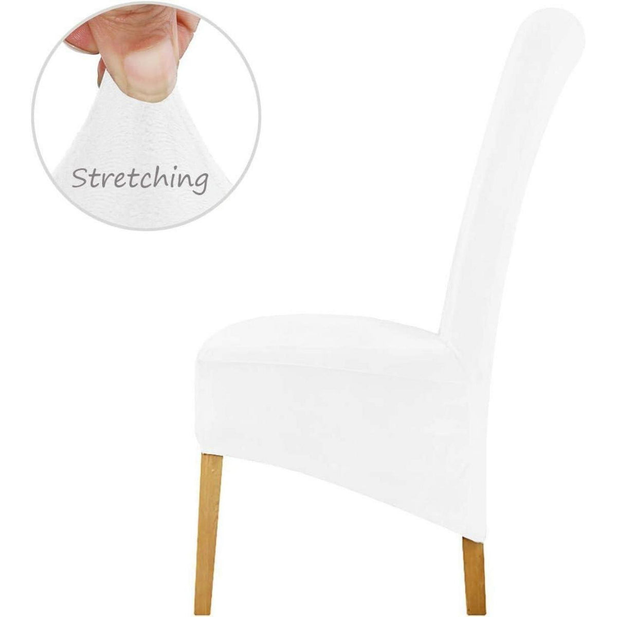 Dehnbarer Stuhlbezug XL – Samt, Weiß, 4er-Set
