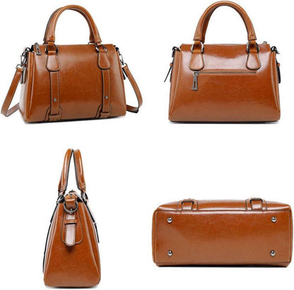 Leder Damen Handtasche Henkeltasche Umhängetasche Schultertasche Schwarz