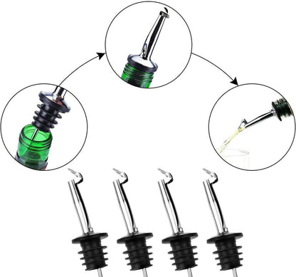 Weinausgießer 4er Set Schnaps Flaschenausgießer Schwarz