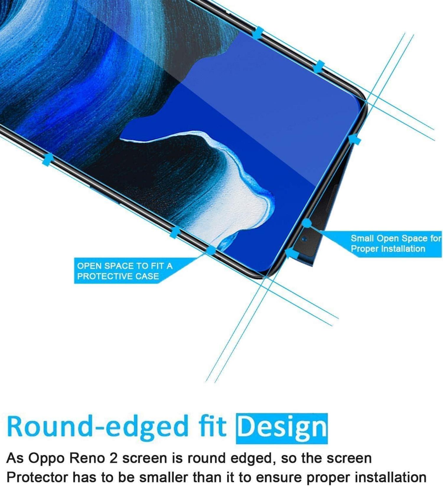 Panzer Schutzglas Oppo Reno 2 2Z 2er Pack 9H Härte HD Displayfolie