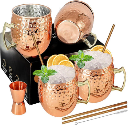 Moscow Mule Kupferbecher Set Premium 4 Becher 540ml Cocktail