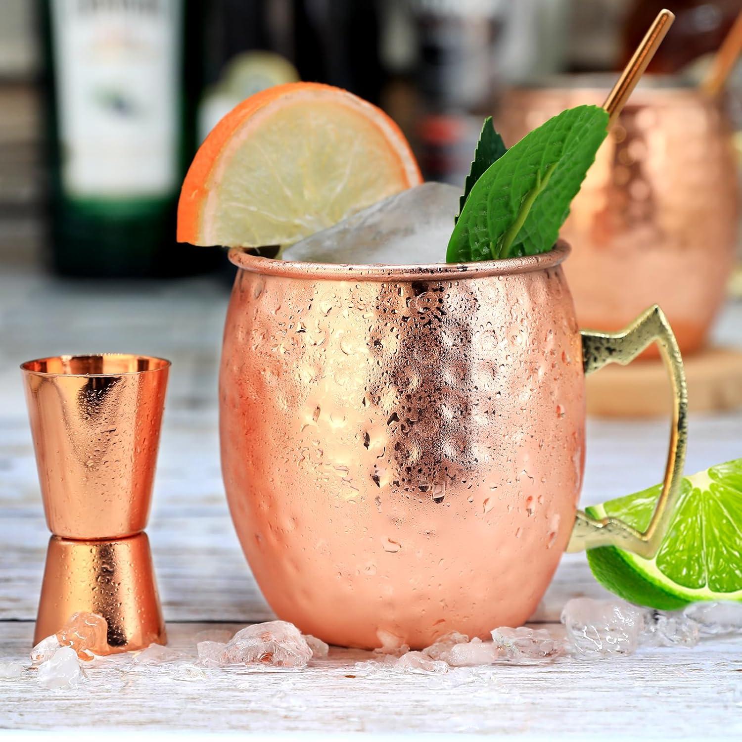 Moscow Mule Kupferbecher-Set Premium 4 Stück 54cl Cocktail Getränk 540ml
