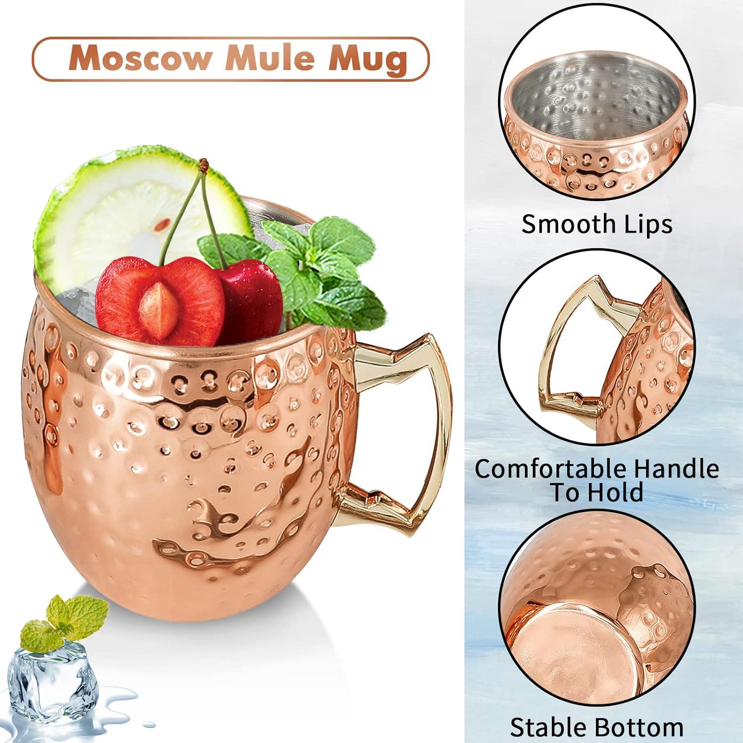 Moscow Mule Kupferbecher Set 4 Premium Cocktailbecher 540ml 4 Stück Edelstahl