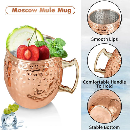 Moscow Mule Kupferbecher Set 4 Premium Cocktailbecher 540ml 4 Stück Edelstahl