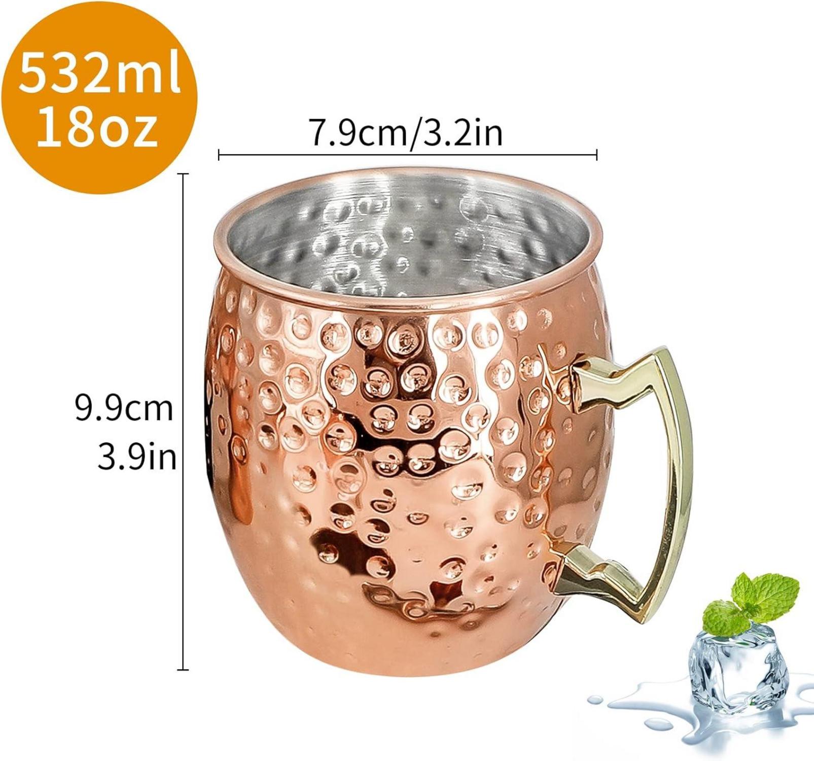Moscow Mule Kupferbecher-Set Premium 4 Stück 54cl mit Zubehör