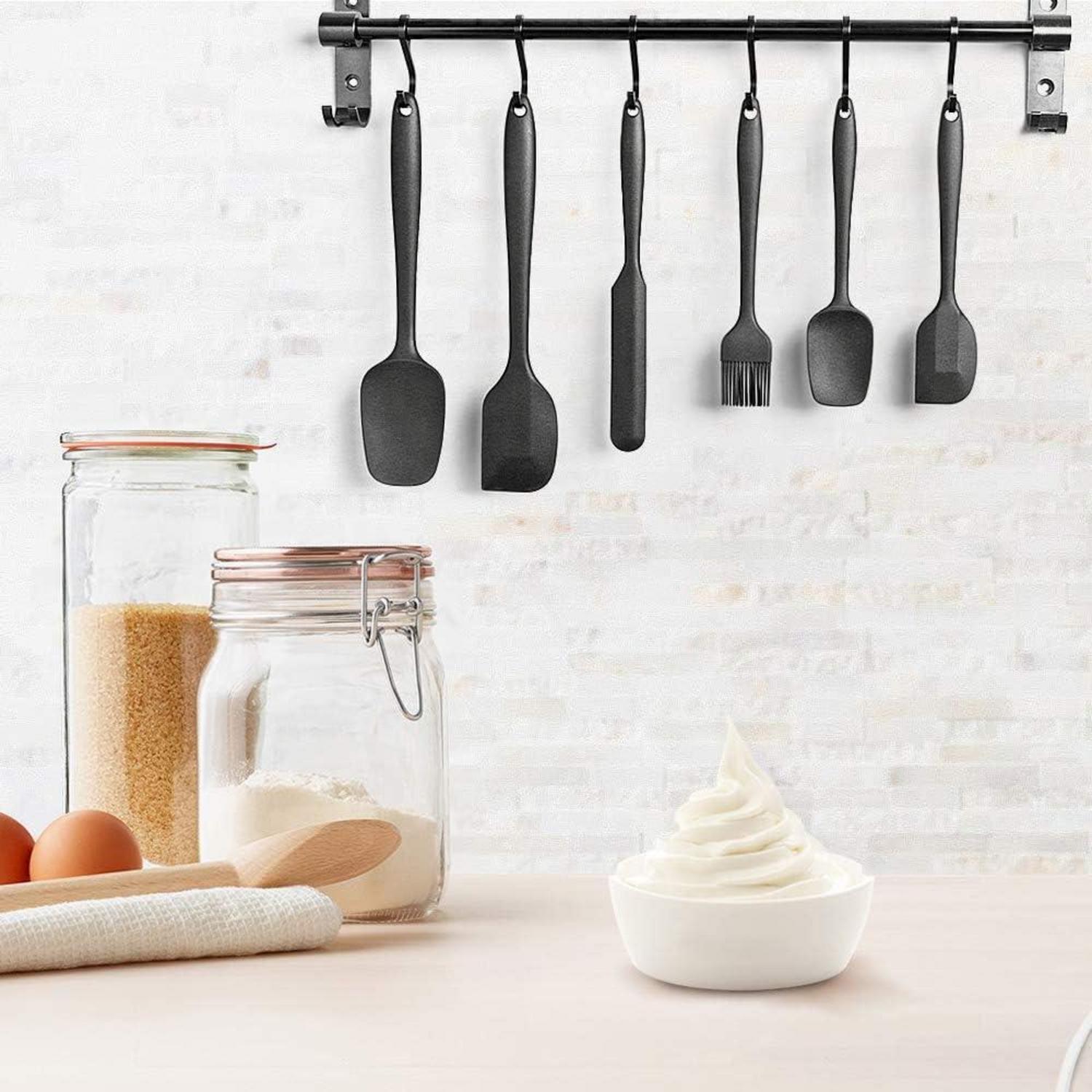 Silikon Spatel Set 6-teilig Hochwertig Hitzebeständig Küchenhelfer Schwarz