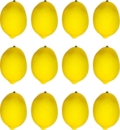 12er Set künstliche gelbe Zitronen 2,9 Zoll x 2 Zoll für Wohnkultur
