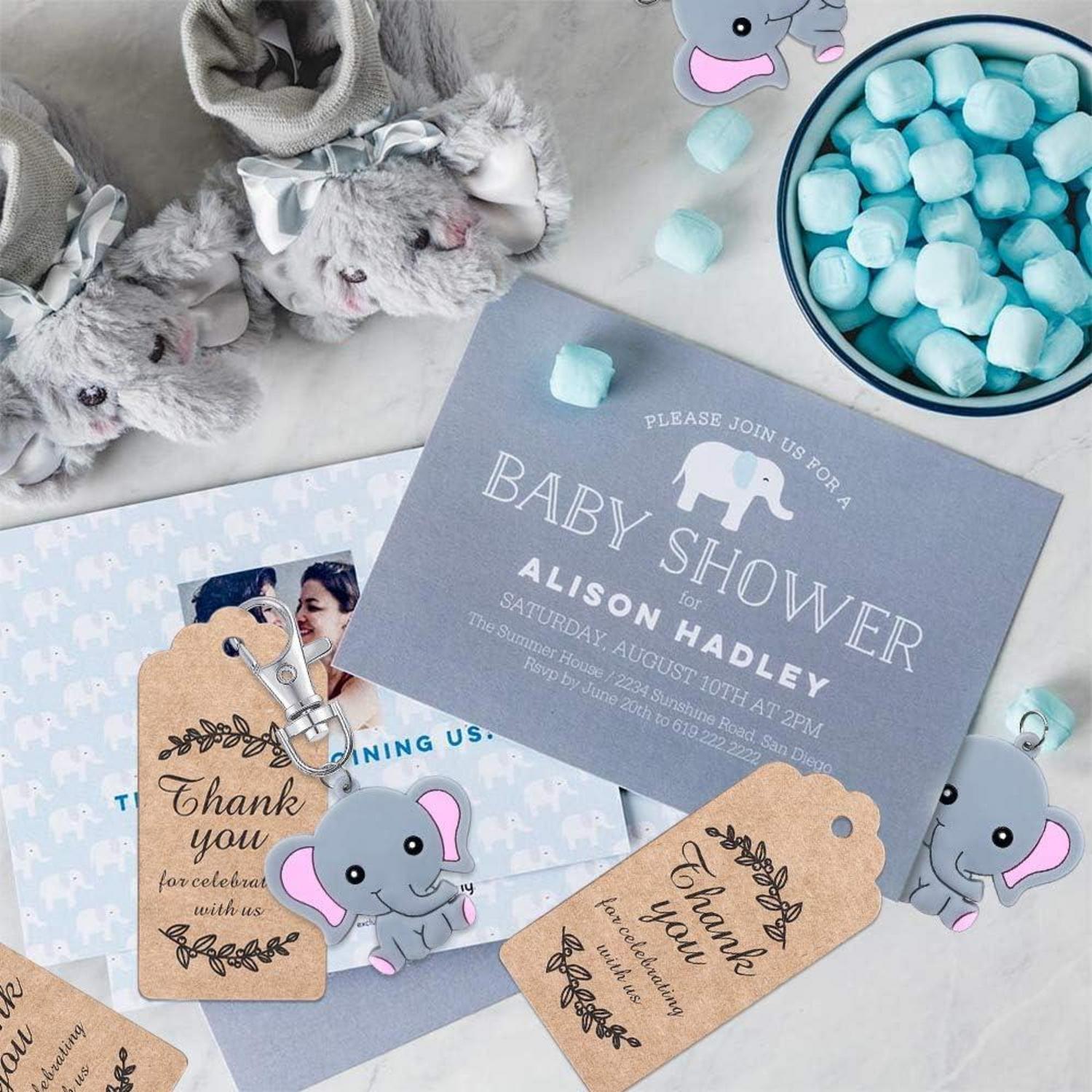 Elefante Schlüsselanhänger Set Taufe Junge 20 Stk Gästegeschenke Thank you