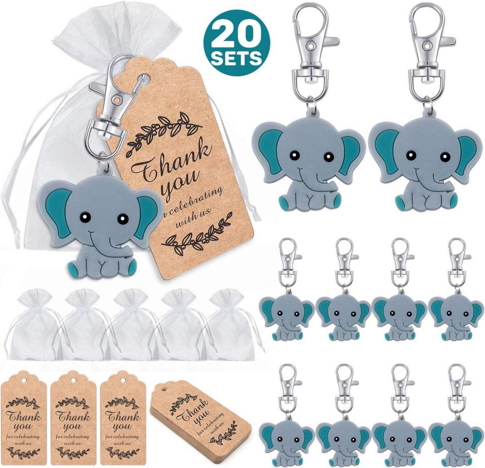 Elefante Schlüsselanhänger Set Thank you Gastgeschenke Taufe Jungen