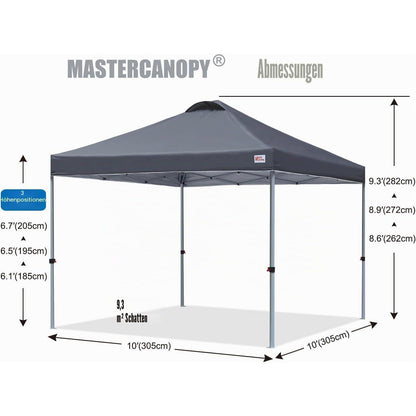 3x3 Pop-up Pavillon – Höhenverstellbar, Wasserabweisend & UV-Schutz