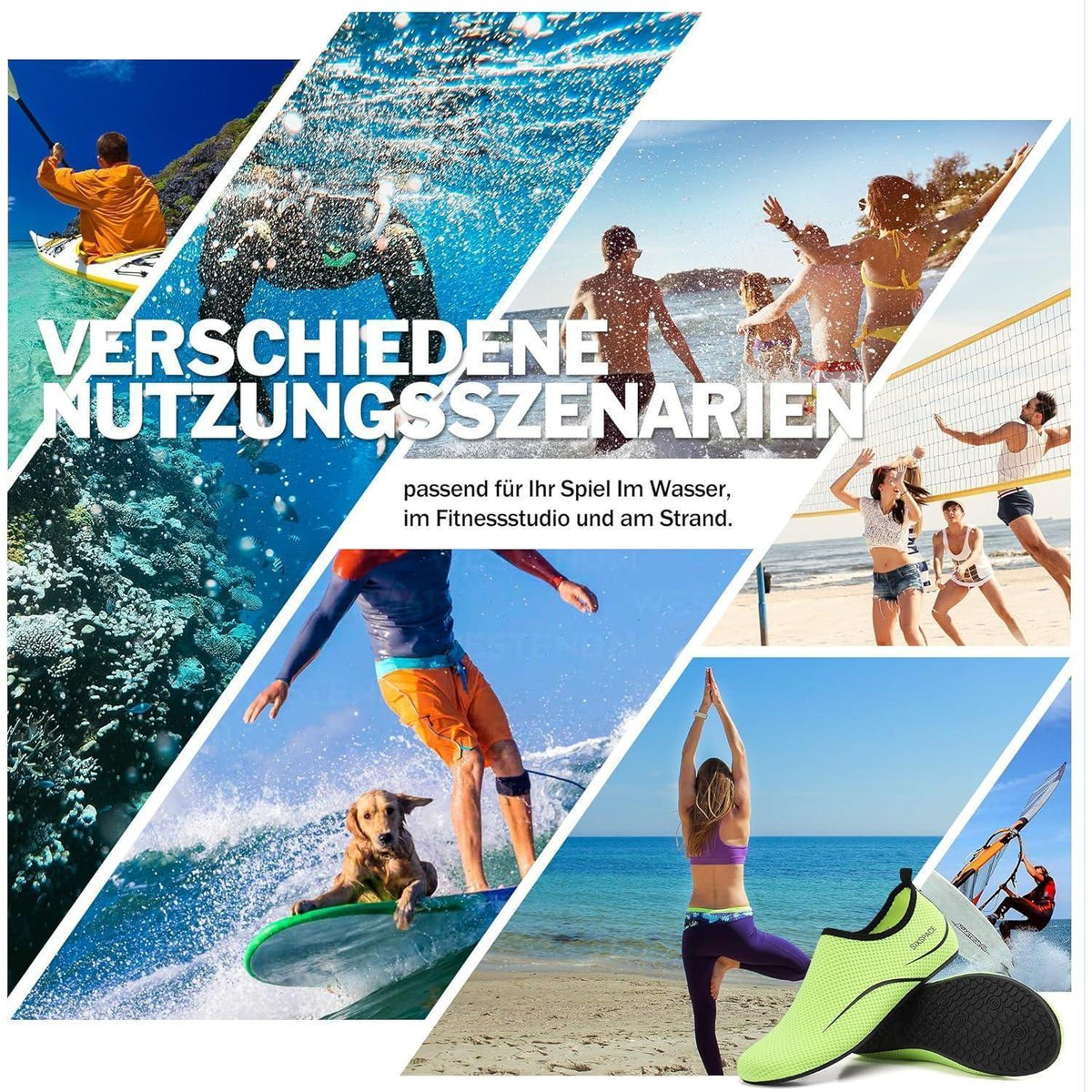 Badeschuhe Wasserschuhe Schnell Trocknend Rutschfest Grün 42