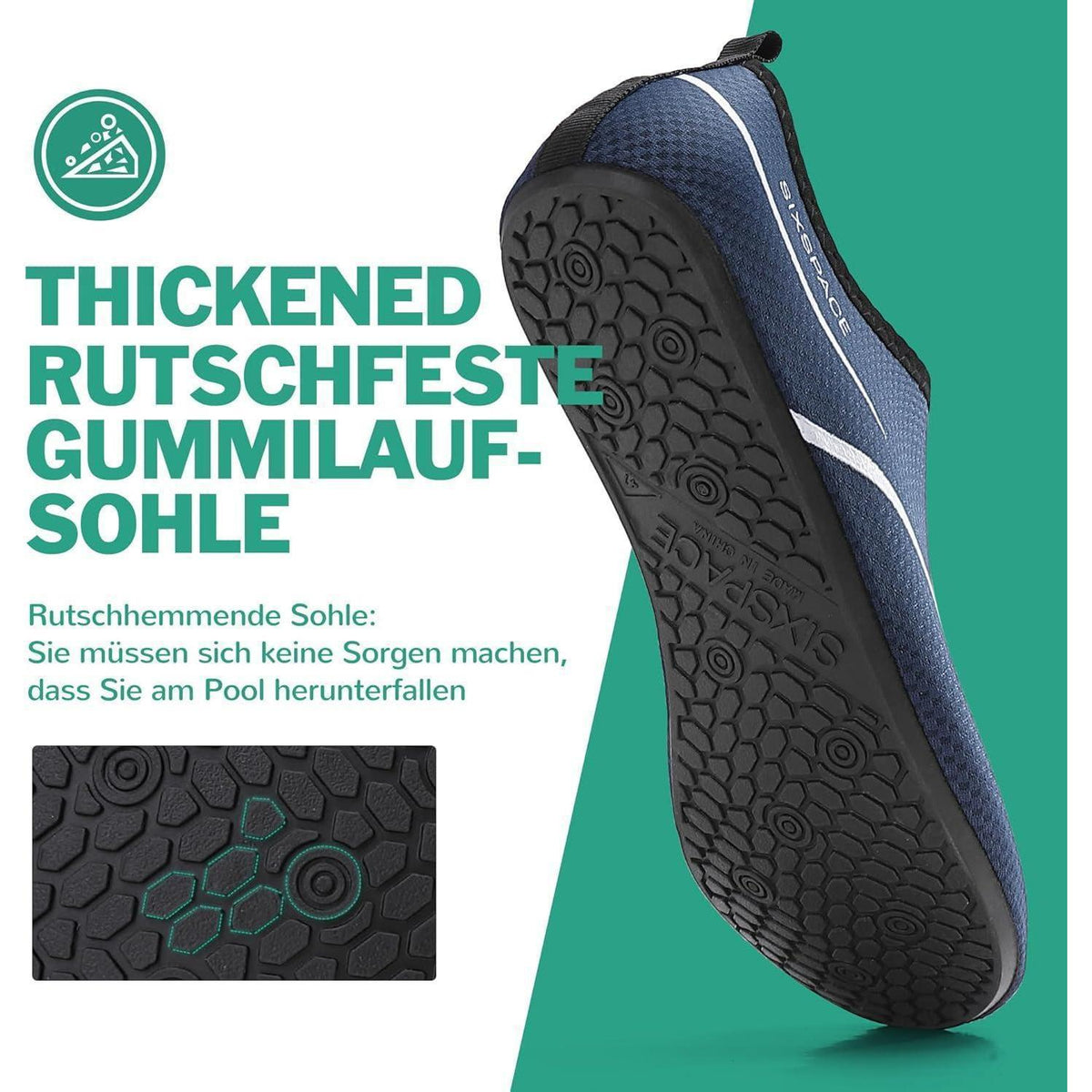Badeschuhe Wasserschuhe Schnell Trocknend Rutschfest Dunkelblau