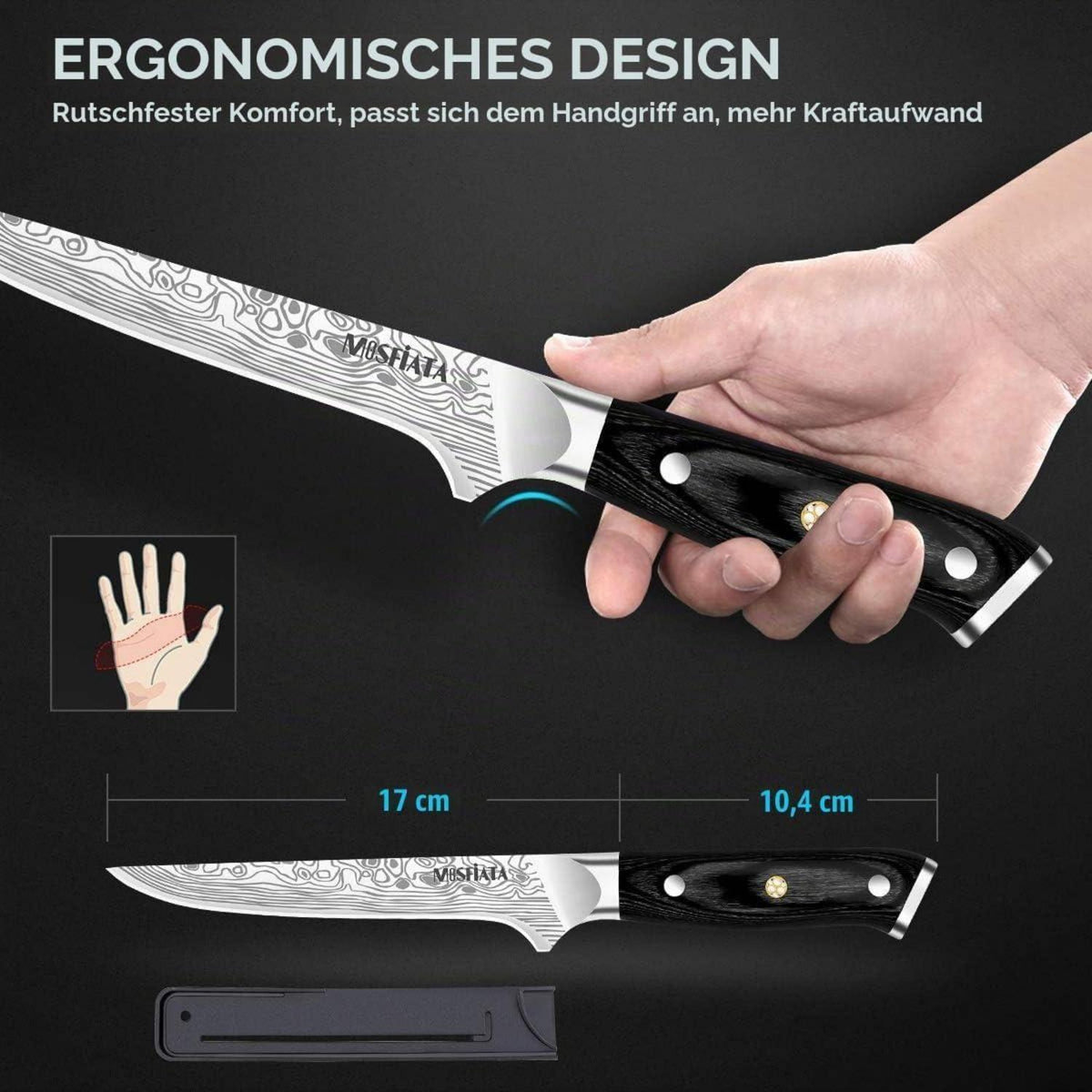 Filetiermesser 15 cm – Scharfes Ausbeinmesser für Fisch & Fleisch