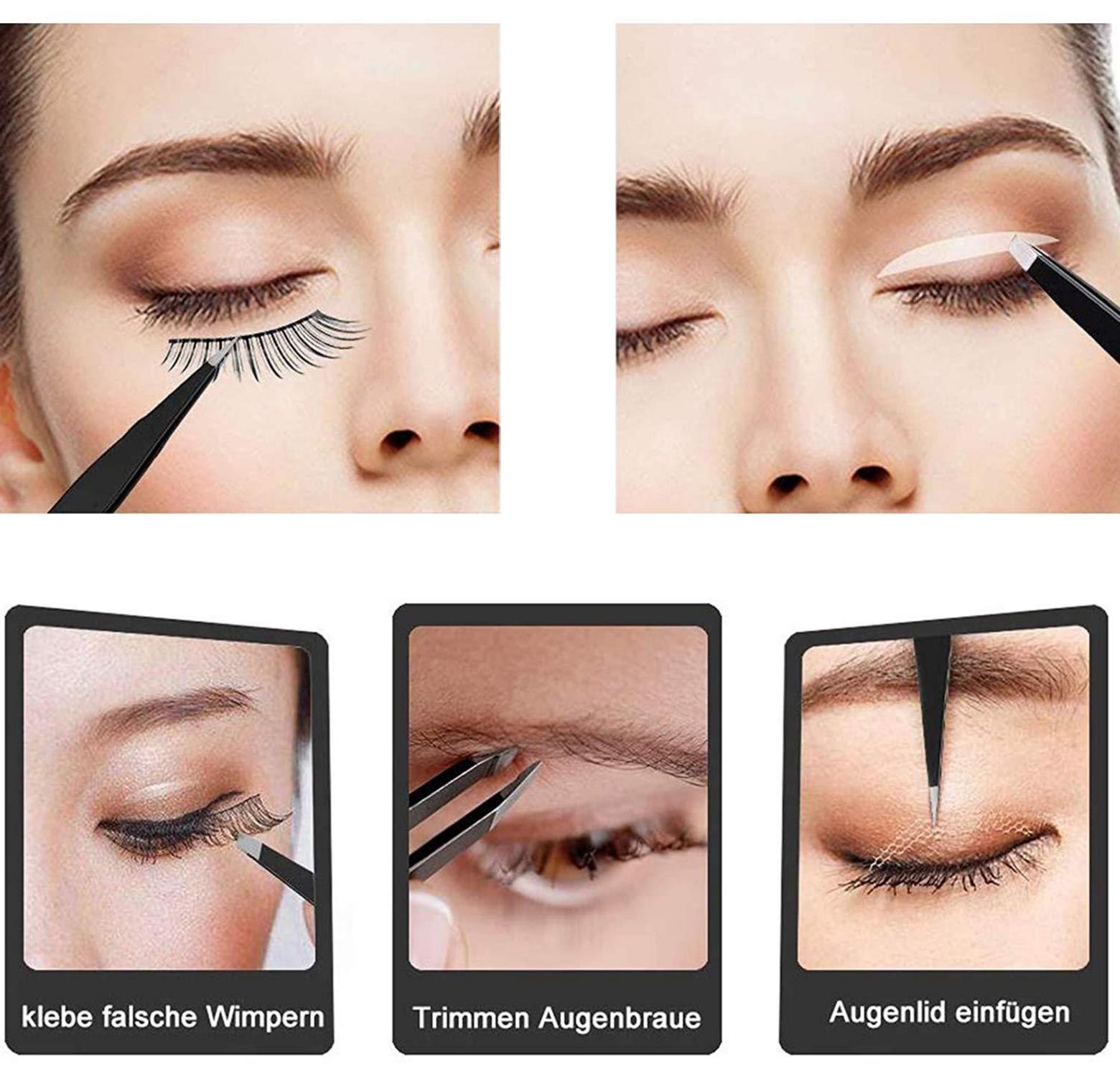 GeekerChip 5tlg Pinzette Set Augenbrauen Zupfen Edelstahl Wimpern Haarentfernung