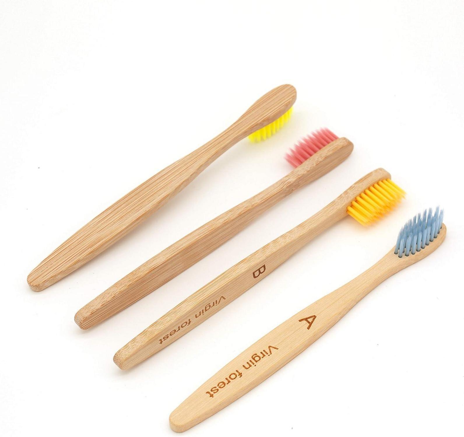 Bambus Zahnbürste Kinder Bio-Holzkohle 4er-Pack