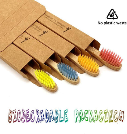Bambus Zahnbürsten Kinder 4er Pack - Umweltfreundliche Holz-Zahnbürste