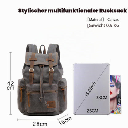 Vintage Canvas Rucksack – Daypack für Laptop, Schule & Reisen
