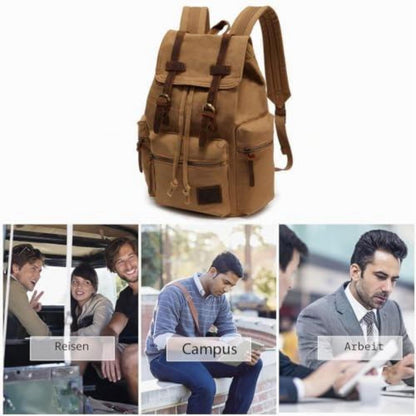 Vintage Canvas Rucksack – Daypack für Laptop, Schule & Reisen