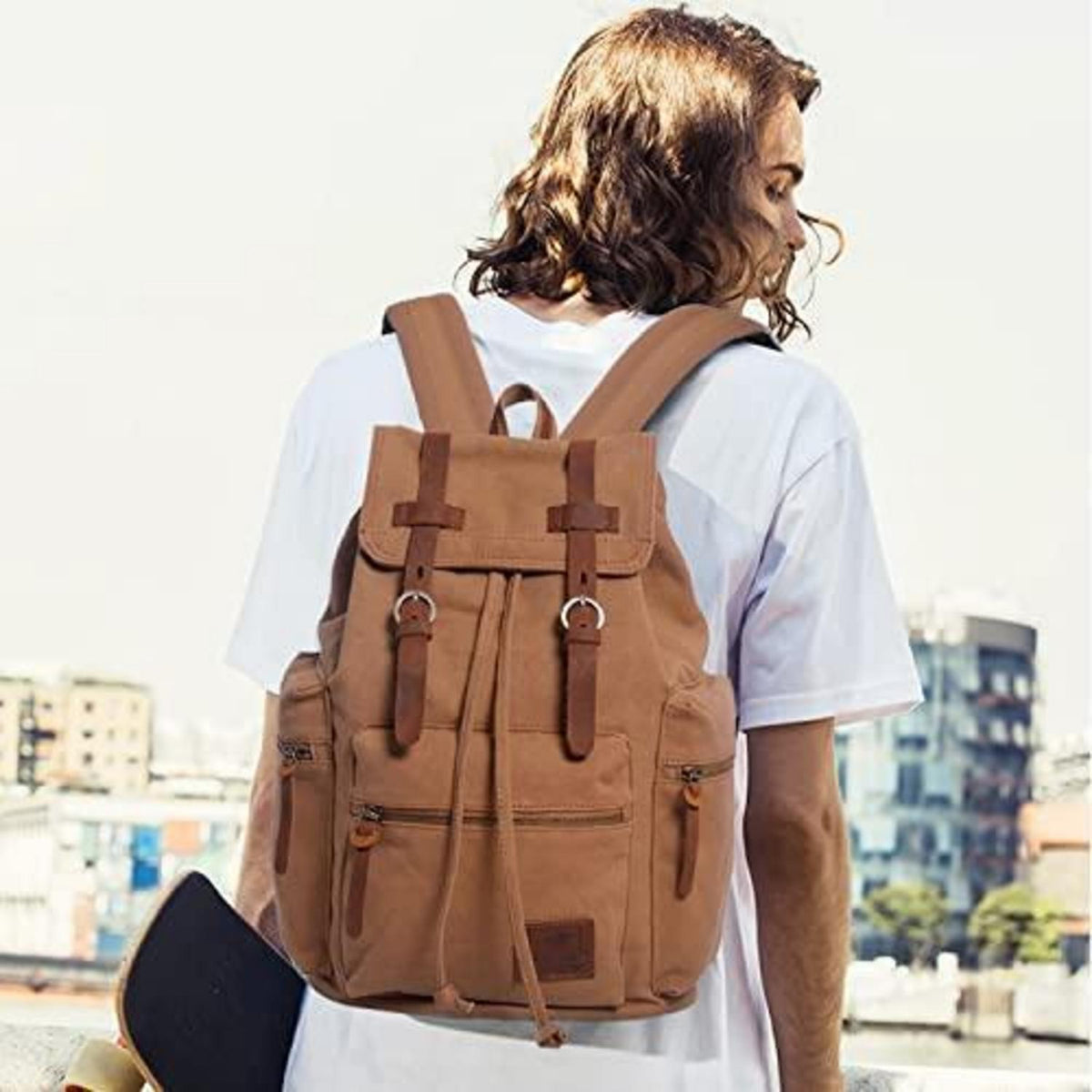 Vintage Canvas Rucksack – Daypack für Laptop, Schule & Reisen